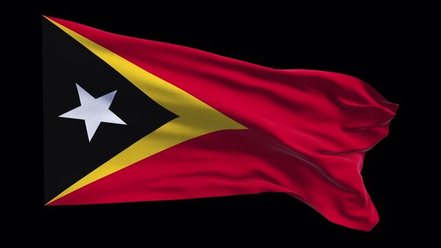 National flag of East Timor waving in the wind. Timorese identity independence national pride. Visuals political international relations documentaries educational travel web banners Southeast Asia.