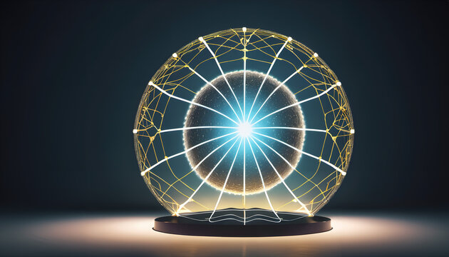 Digital Globe with Radiant Light and Network Structure