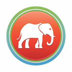 Obraz premium White elephant silhouette icon with colorful circular border