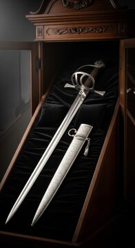 Elegant Polished Longsword and Scabbard Display