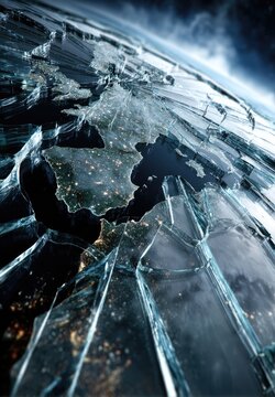 Shattered Earth, broken glass globe