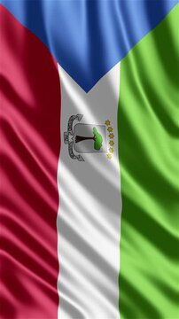 Equatorial Guinea flag waving in the wind. African geography projects international visuals political presentations educational travel content cultural documentaries digital backgrounds web banner