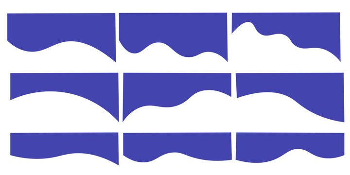 Collection of dividers shape templates. Modern separator header for website and app. Curve lines, wave collection of abstract design element for top and bottom page web site.