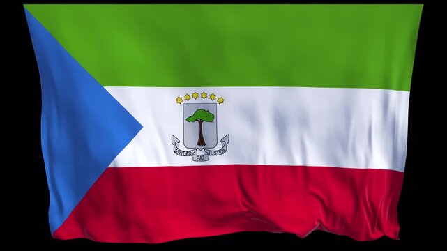 Equatorial Guinea flag waving in the wind. African geography projects international visuals political presentations educational travel content cultural documentaries digital backgrounds web banner