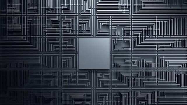 量子プロセッサの精密回路基板にチップが結合しシアン色に発光する背景