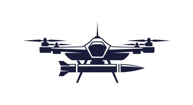 Military Drone with Missile Icon, Futuristic Aerial Warfare Technology