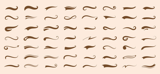 Swoosh and swash typography tails shape. Baseball swoosh text tails in retro style. Sporty underline swash strokes for vintage typography and font design. eps10 © RadheK 