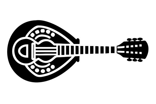 bouzouki silhouette illustration for traditional string instrument music performance and folk sound design