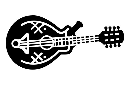 mandolin silhouette illustration for string instrument music performance and folk sound design