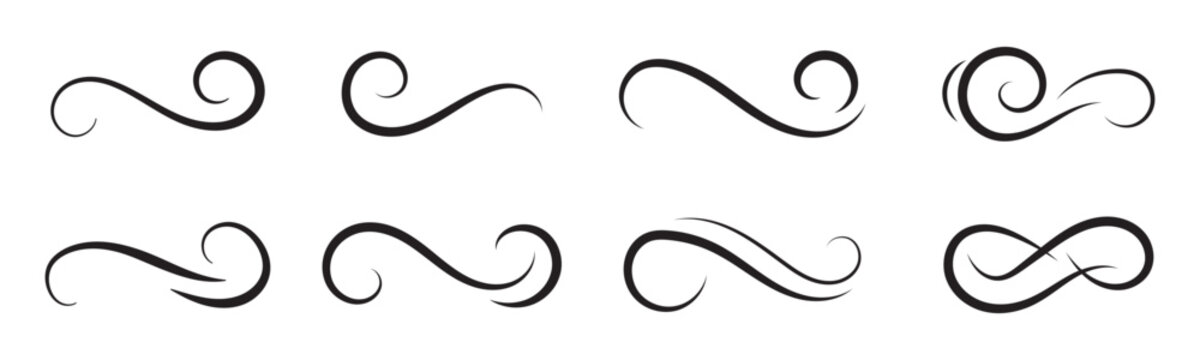 Swooshes text tails, swash underline. Texting tail for lettering or old varsity sport logo vector for apps or web retro style. Hand drawn swirl swoosh underline.