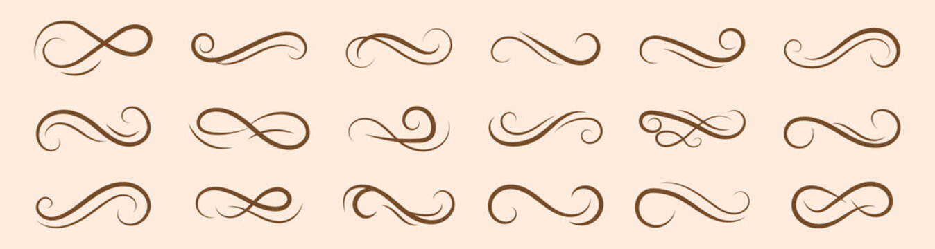 Swooshes text tails, swash underline. Texting tail for lettering or old varsity sport logo vector for apps or web retro style. Hand drawn swirl swoosh underline.
