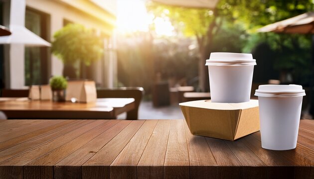 takeout container cafe table mock up