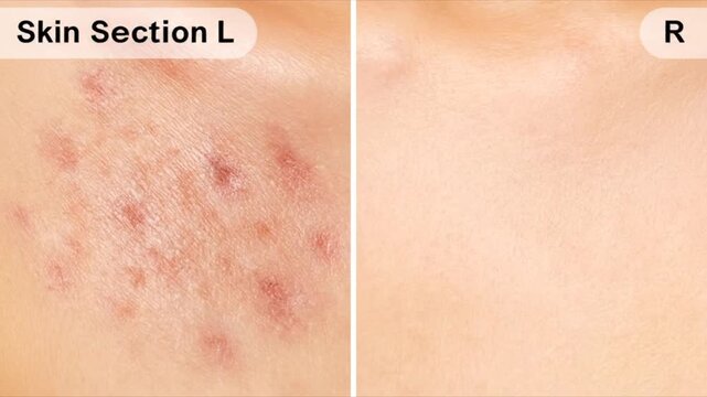 Before and After Acne Treatment Close-Up Skin Analysis Showing Significant Improvement in Skin Clarity and Texture