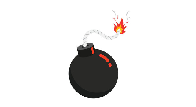 Explosive Bomb with Burning Fuse - Danger Concept