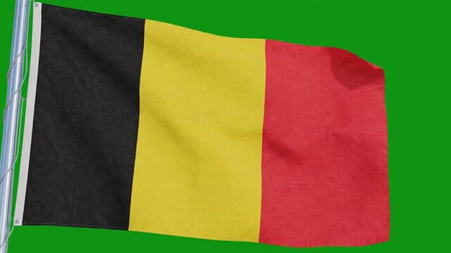 Waving flag of belgium on green screen background