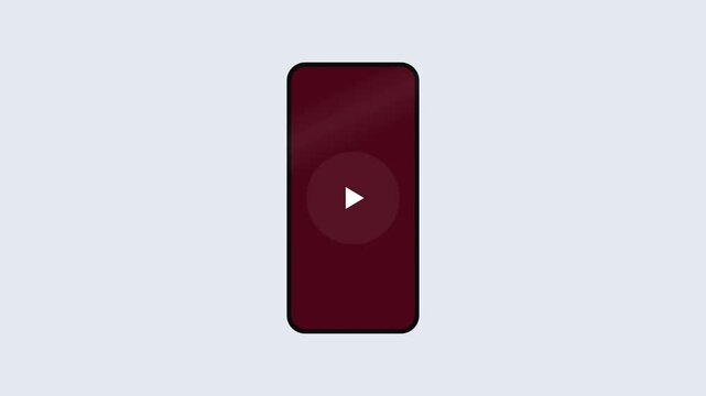 Skip ad mobile video. Smartphone media player UI. Digital advertising countdown. Mobile interface animation. Video playback screen. Advertisement control button. Modern red design.