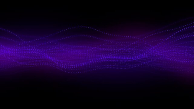 Abstract neon wavy lines. Glowing blue streams with unfocused bokeh lights. Big data and information flows. Alpha channel for overlay effect. Hand animated motion graphics