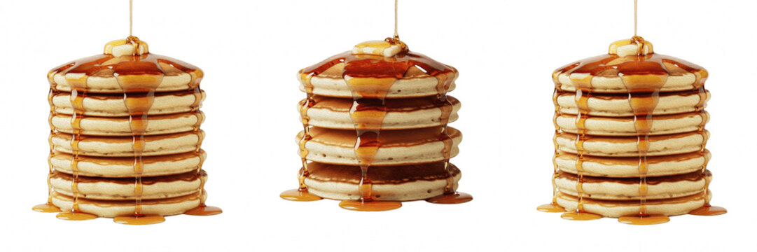 Stack Of Fresh Pancakes With Syrup Isolated On Transparent Background Sweet Breakfast Bakery Dessert Brunch Pastry