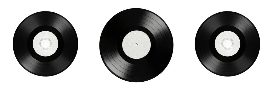 Classic Black Vinyl Record LP Isolated On Transparent Background Retro Music Audio Disc Vintage Gramophone Sound