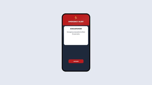 Smartphone Interface Showing Emergency Evacuation Order Notification for Specific Zone with Safety Confirmation Button