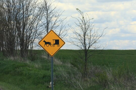 Amish horse and buggy warning sign