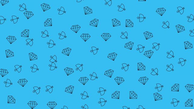 Seamless pattern of diamonds and cupids bows, perfect for valentines day designs, romantic events, textiles, and wallpaper decor.