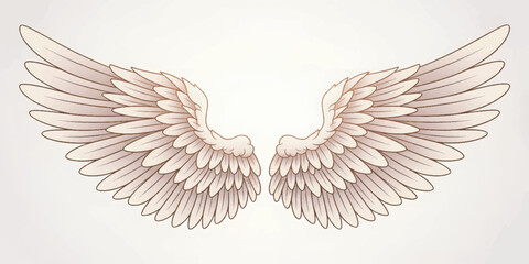 Naklejka premium Elegant Angel Wings Vector with Soft Gradient Feathers