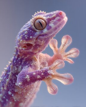 Gecko toe pads on glass with visible adhesion lamellae