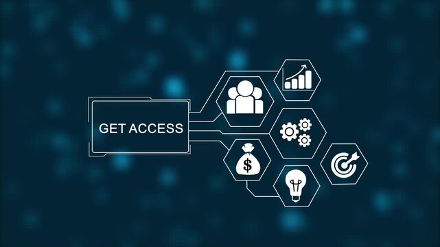 Get Access, Hologram Futuristic Interface Concept. Business, Technology, Internet and network concept. Digital