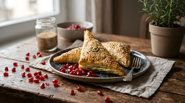Syrian Fatayer Spinach Triangle Pastries with Sesame Seeds