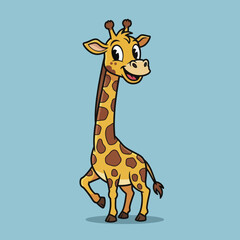 Obraz premium Cute friendly cartoon giraffe character illustration.
