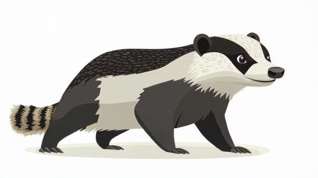 Badger's Path: A charming illustration showcases a badger confidently striding forward, exuding character with its distinctive markings and determined gaze.