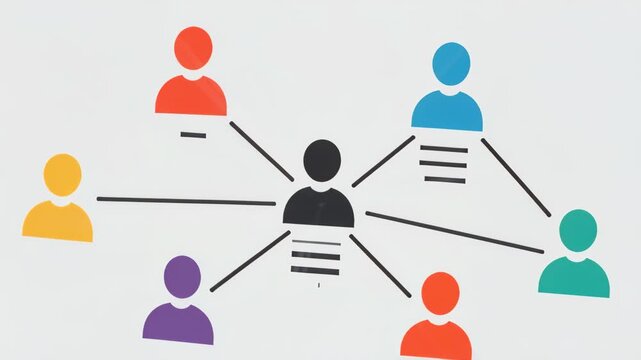 Social Network Illustration: A network of interconnected icons illustrates the essence of modern communication and the dynamics of digital interactions. 