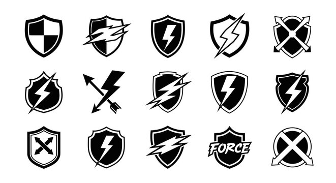 Electric Defense and Power Shield Logo Collection