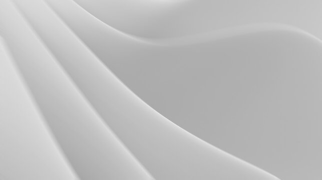 The very subtle transition of white and light gray, with curved shapes that resemble the folds of satin or paper, gives a clean and modern impression, creating a soft visual dimension.
