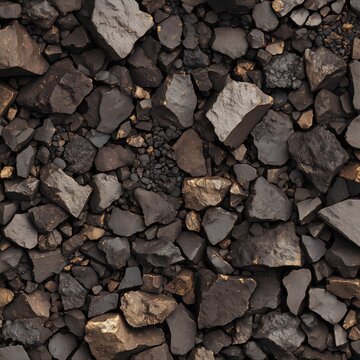 黒くてゴツゴツした岩が密集している状態。自然や地質学の研究、背景素材として利用可能な岩石のクローズアップ