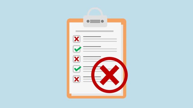 Checklist Wrong Mark Animationand Failure Tasks