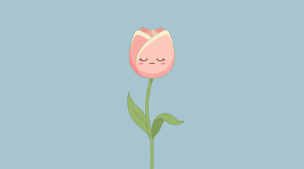 Cute cartoon tulip character with happy face