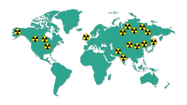 Animated World Map Showing Global Nuclear Weapons and Radiation Threat