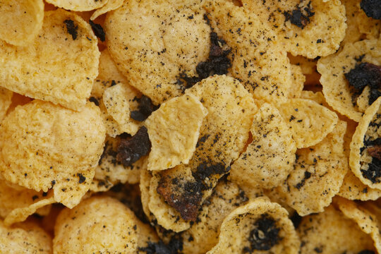 Experiment on cornflakes and cracker biscuit. It is flammable