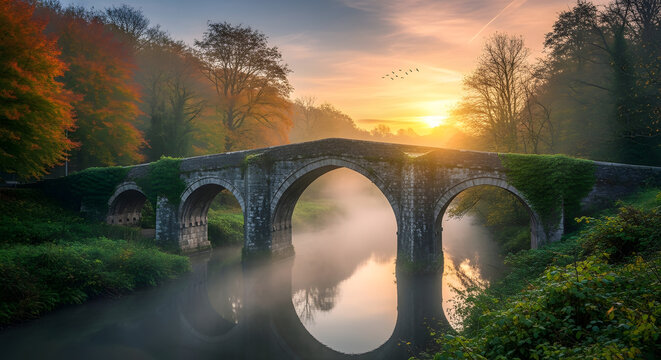 stone bridge with multiple arches.