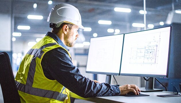 建造・建築の製図をしている様子