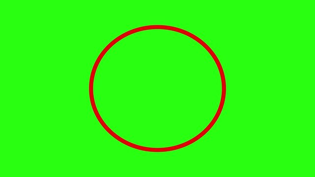 Animated red circle being drawn on a green screen. Ideal for highlighting objects, marking important areas, or use as a focus element in videos.