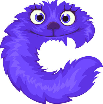 Alphabet letter C  .Cartoon kids font of cute monster.Creative colorful design.