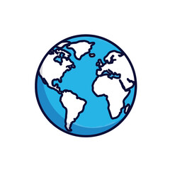 Fototapeta premium Stylized Cartoon Globe Icon Featuring Continents on Blue Earth.