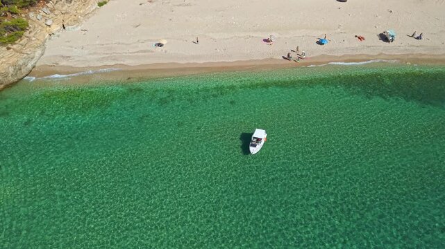 Top Down View of Livadi Beach on Thasos island, Greece