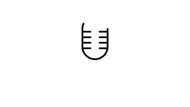 Black and white microphone icon outline for music, entertainment, podcast, and media design projects needing a simple yet symbolic element.