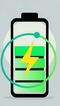 Battery with green charging indicator.