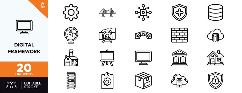 Digital Framework Diagram Technology Architecture for Data Systems in Modern Corporate Environments and IT Strategy