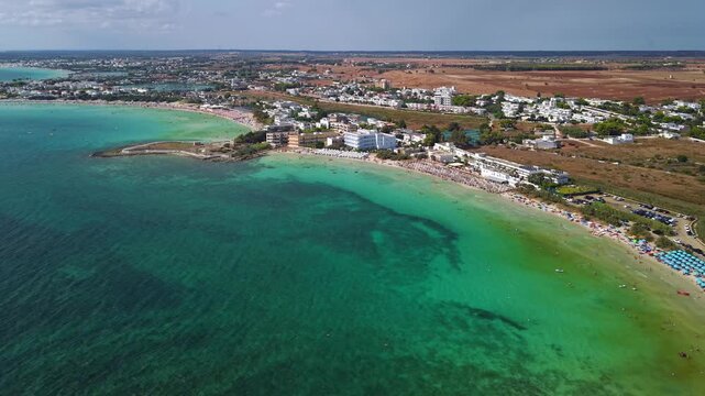 Aerial view of the Adriatic coastline in Northern Salento